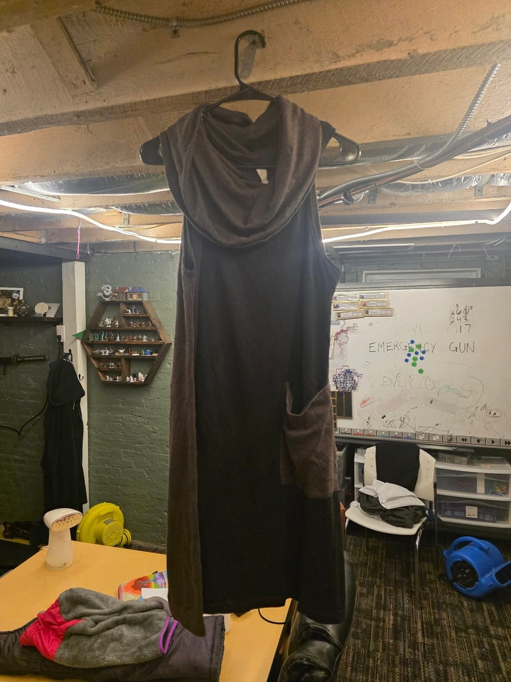 Chalet Sleeveless Cowl-Neck Midi Dress in Brown and Dark Brown